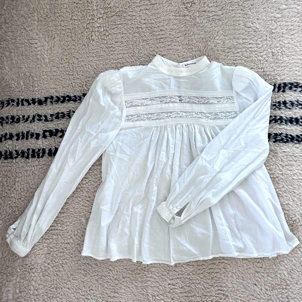 Reformation white long sleeve top; Size M